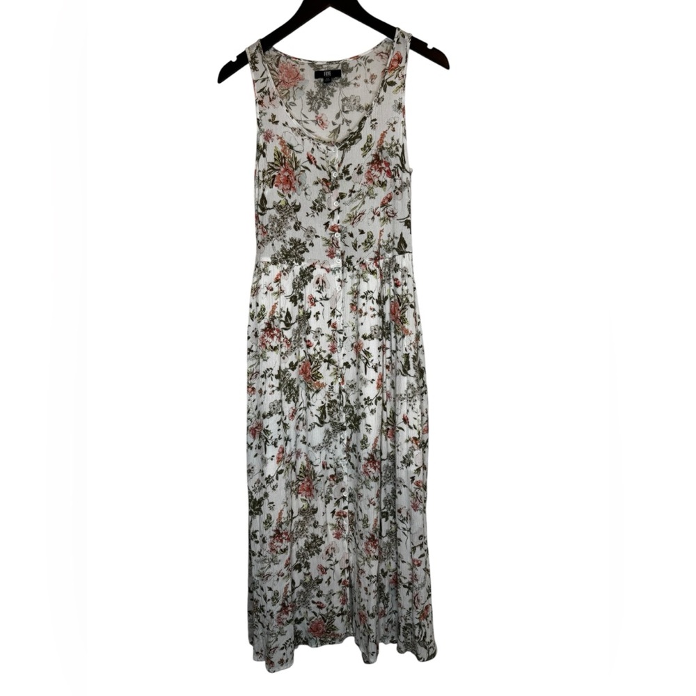 Frye White Floral Botanical Maxi Dress Pink Floral & Green Foliage Print MINT 🌱